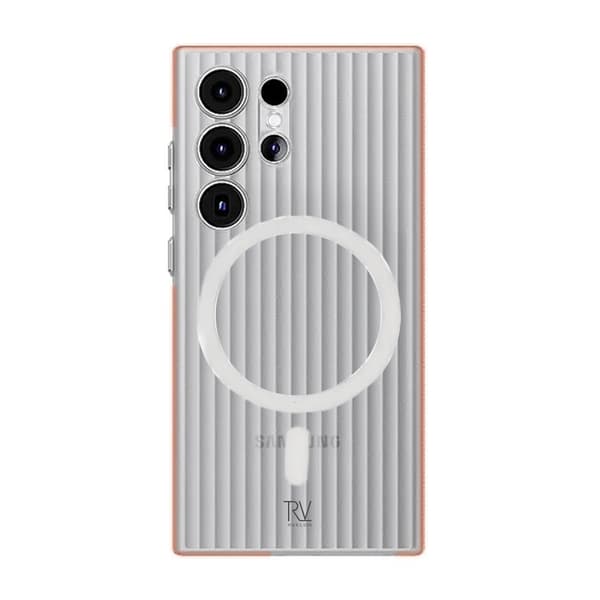Samsung Galaxy S23 Ultra Mobile Case Corrugated with Magnet Rvelon - Orange