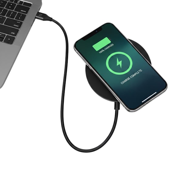 Rvelon QI2 15W Foldable Wireless Charger Stand with fixed USB-C Cable Black