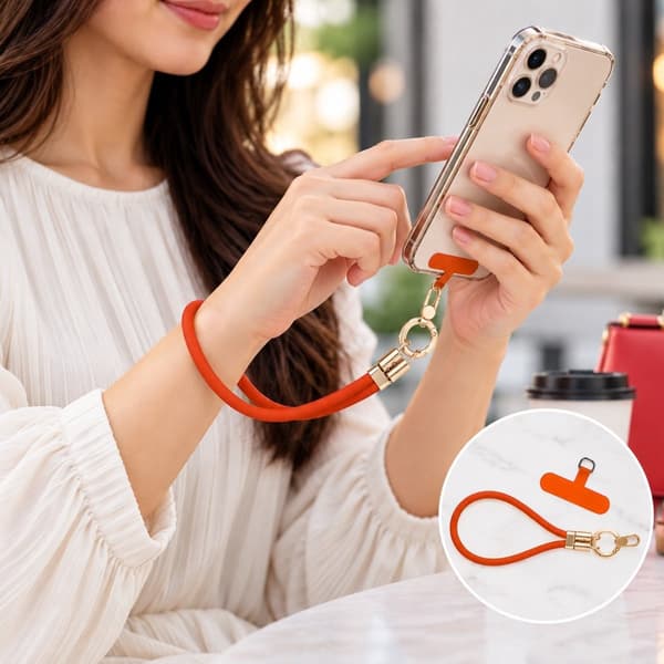 Liquid Silicone Short Wrist Phone Strap-Orange