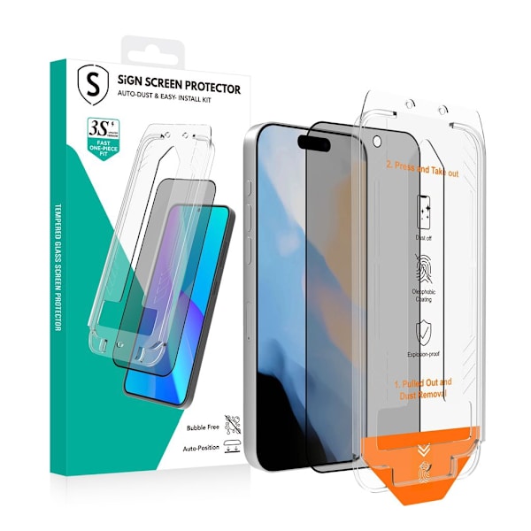 SiGN Privacy Screen Protector iPhone 16 Pro/17 – EZ Apply dust free applicator