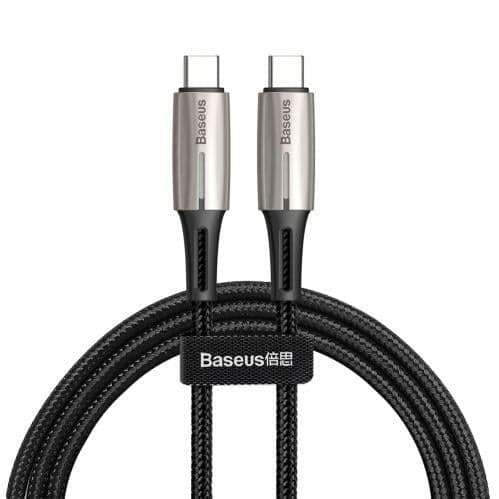 Baseus Kabel USB-C till USB-C, LED-indikator, PD 2.0, 60W, 3A, 1m - Svart Svart