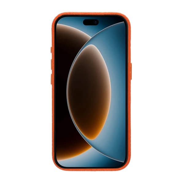 Mobilskal MagSafe i PU-läder med kristallstruktur för iPhone 17 Pro och 18 Pro - Orange