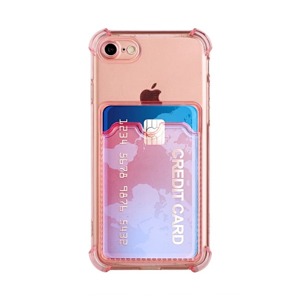 iPhone 7/8/SE (2020/2022) Stöttåligt Skal med Korthållare - Rosa