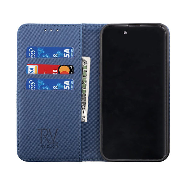 iPhone 14 Plus Plånboksfodral Extra Kortfack Rvelon - Blå