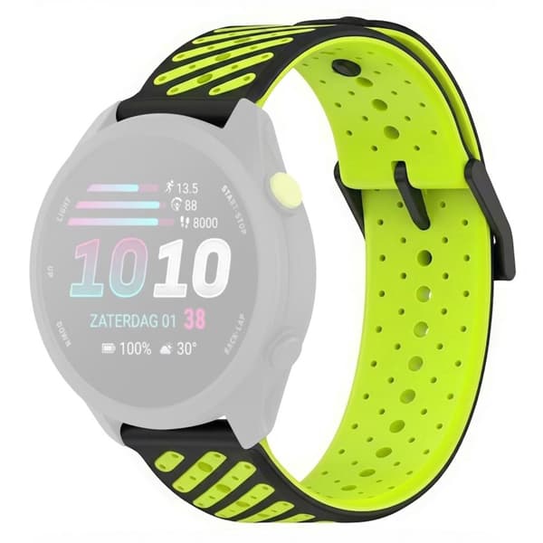 Garmin Forerunner 70/170/170 Music Silicone Watch Strap - Black/Green