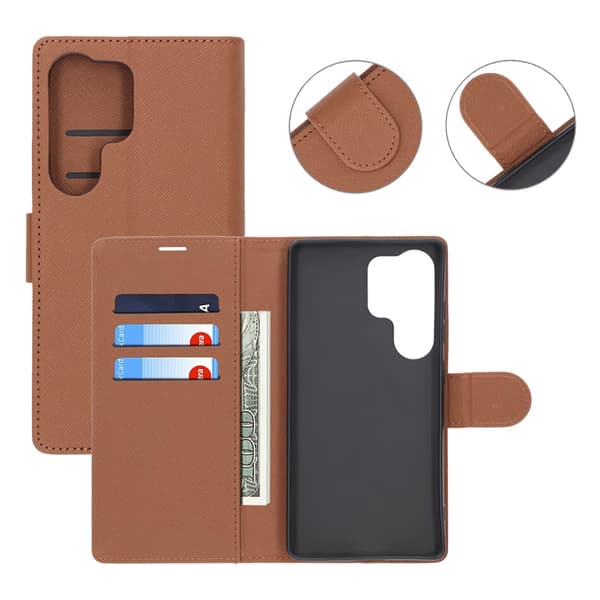 Samsung Galaxy S25 Ultra Wallet Case with Stand - Brown