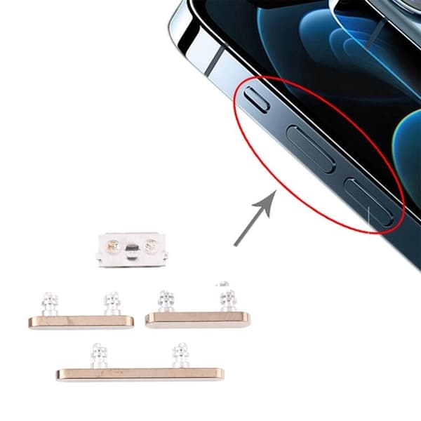 Original iPhone 12 Pro Max Sidoknappar - Guld Svart