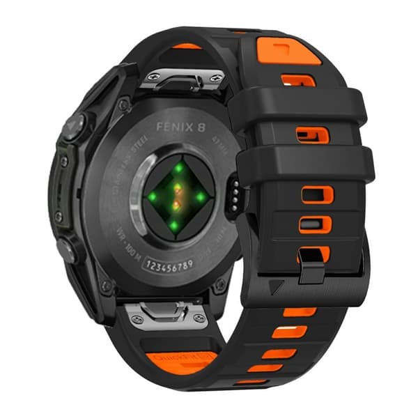 Garmin Fenix 8/Fenix E/Quatix 7 Pro etc. Watch Strap Silicone – Black/Orange