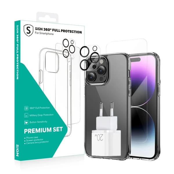 SiGN Star Series 4-in-1 Paket för iPhone 14 Plus Svart