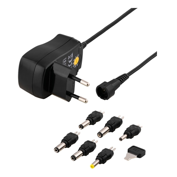 Deltaco Power Adapter Universal 3-12V, 7.2W - Black