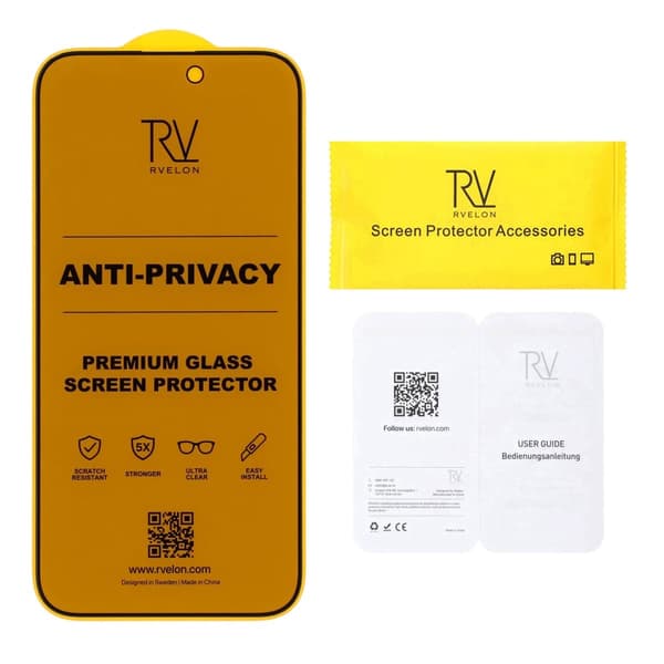 Screen Protector for iPhone 15 Pro – Full Cover Privacy Tempered Glass Rv packing no instlation frame