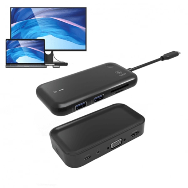 SiGN USB-C-hub + Bluetooth-mottagare 1080P - Svart