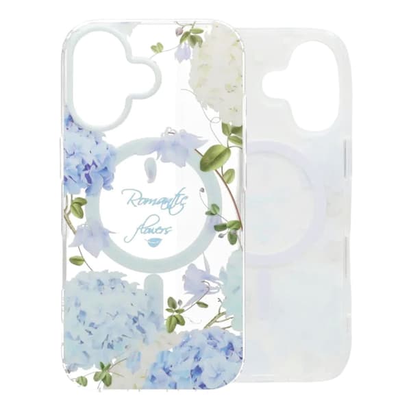 Matt MagSafe-skal med blommor för iPhone 17 - Blå
