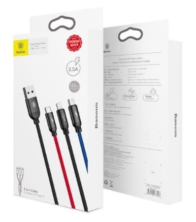 Baseus 3-in-1 Cable Lightning/Micro/USB-C - 1,2 m