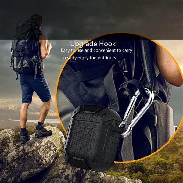 Armor Shockproof Silikonfodral för Apple AirPods Laddetui - Svart Svart