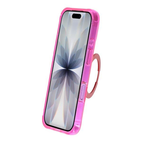 Magic Crystal Airbag Shockproof Magnetic Case with 360° Rotating Stand For iPhone 17 Rose Red