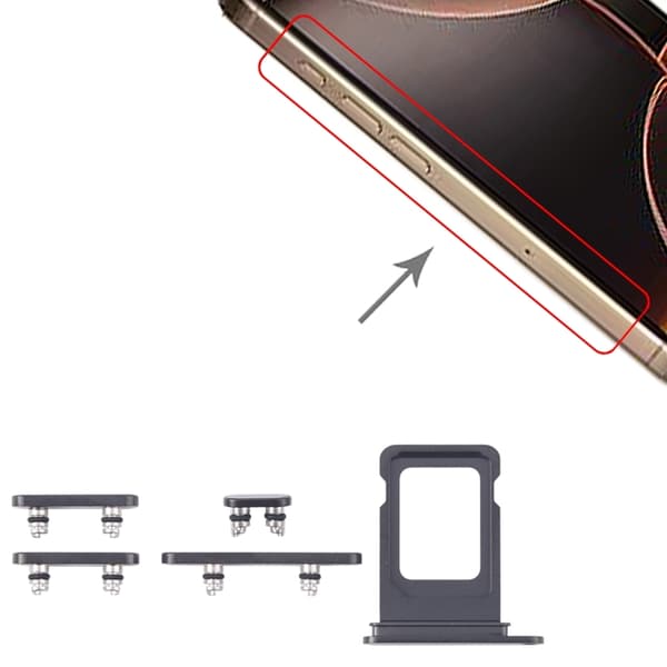 Buttons and SIM Card Holder for iPhone 16 Pro and 16 Pro Max - Black