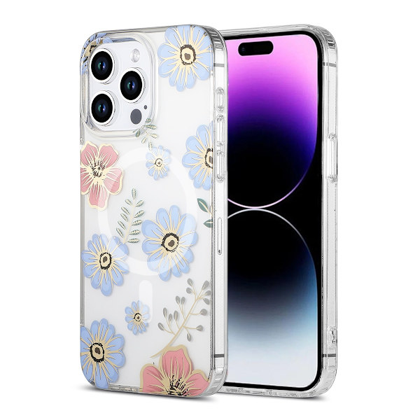 iPhone 15 Pro Case MagSafe - Flowers Red/Blue