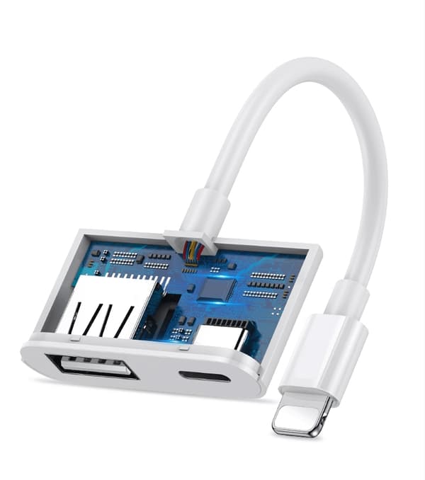 SiGN Lightning & USB Kamera Adapter 5V, 1A - Vit Svart