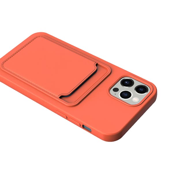 iPhone 14 Pro Max Silikonskal med Korthållare - Orange