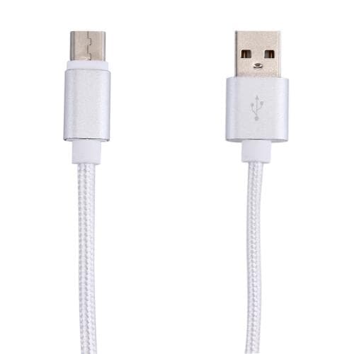 SiGN Kort USB-C-kabel i Nylontyg 5V, 3A, 20 cm - Silver Svart