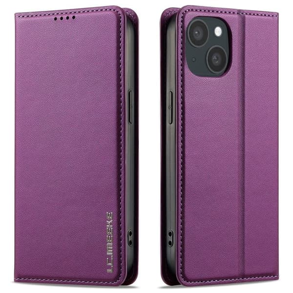 LC.IMEEKE iPhone 15 Plus Wallet Cover - Purple