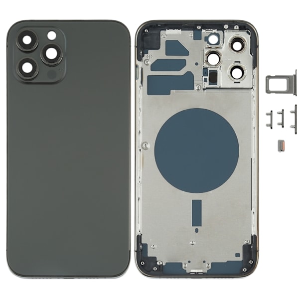 iPhone 12 Pro Max Complete Back Cover with Frame (No Logo) - Black