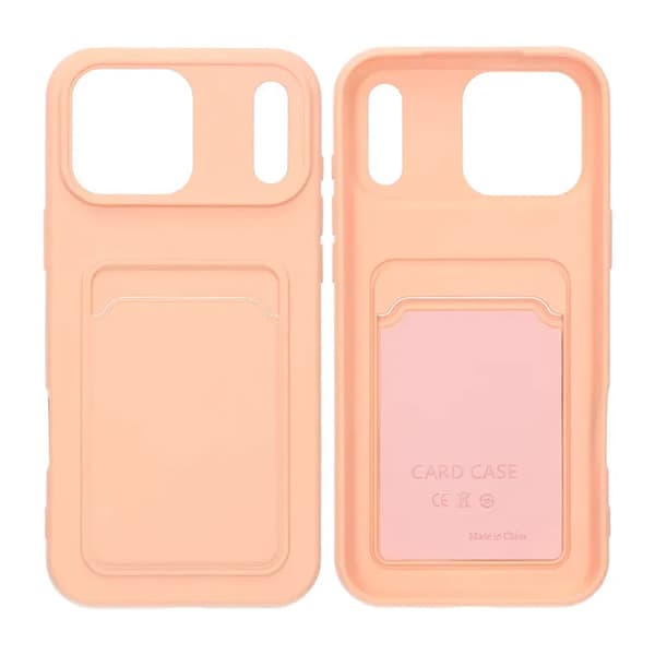 Silicone Mobile Case with Card Holder for iPhone 17 Pro - Pink