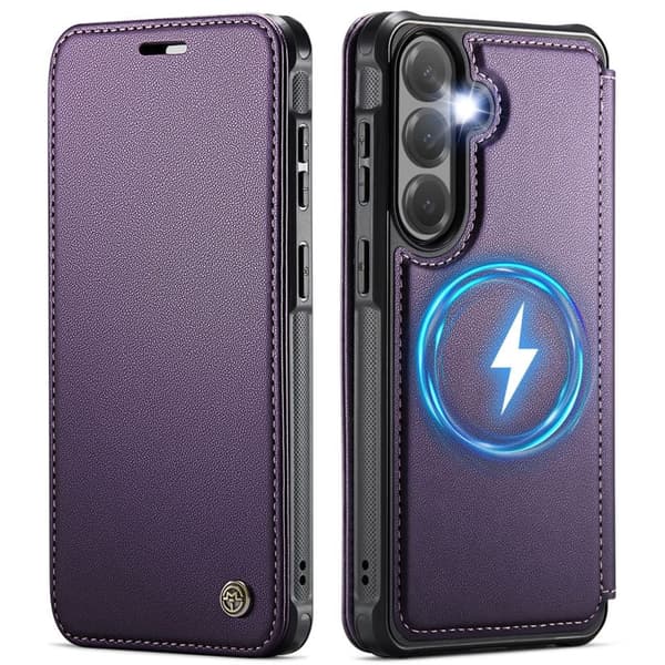 CASEME 053 Samsung Galaxy S24 FE Wallet Cover MagSafe RFID blocking - Purple