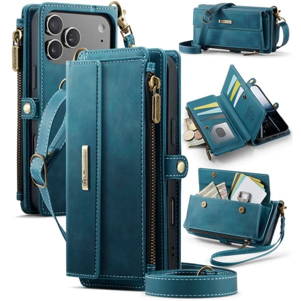 CASEME iPhone 18 Pro/17 Pro RFID Blocking Wallet Cover with Stand - Green