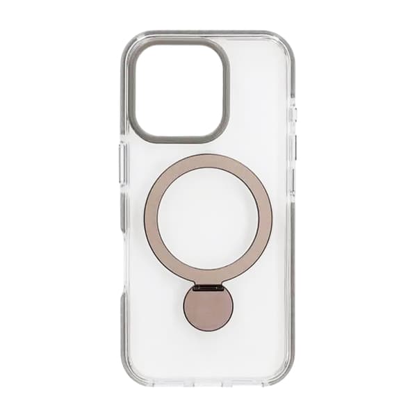 Magsafe Case for iPhone 16 Pro Max - Transparent Gray with Ring Stand