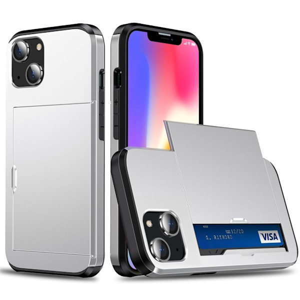 IPhone 15 case with a card holder - Silver