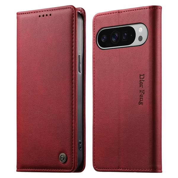 DIETFENG Google Pixel 11 Pro XL Wallet Cover RFID Blocking - Red