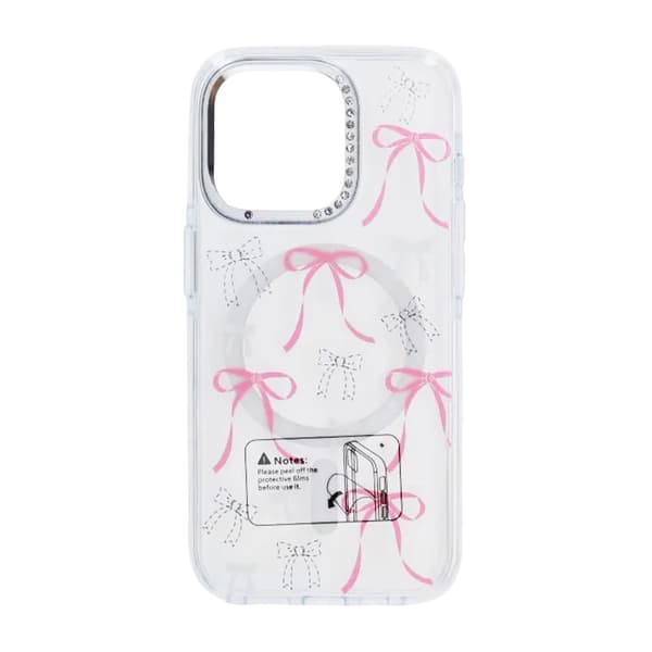 Case Magsafe for iPhone 15 Pro Max - Transparent with bow