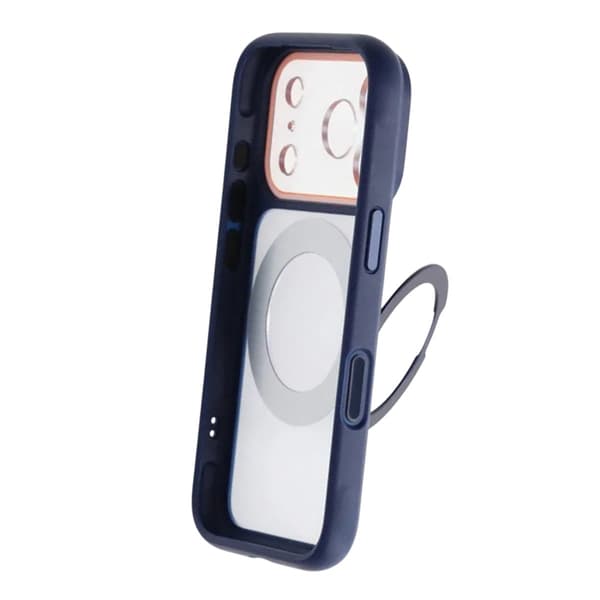 Clear Glow 360-degree Rotating MagSafe Stand Case For iPhone 17 Pro Max Blue