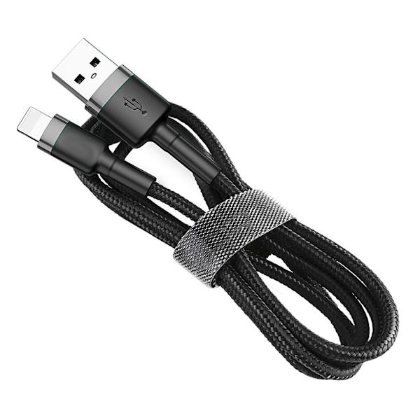 SiGN Kevlar USB-kabel med Lightning 2A, 1 m - Grå/Svart