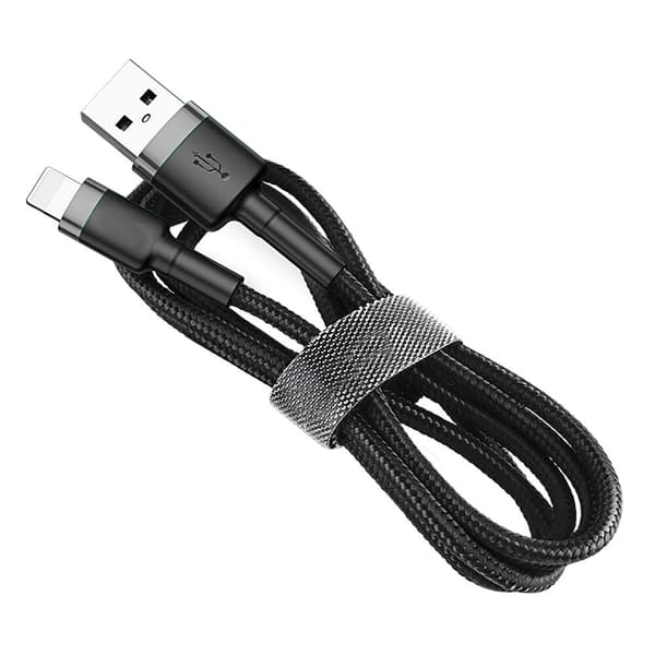 SiGN Kevlar USB-kabel med Lightning 2A, 1 m - Grå/Svart Svart