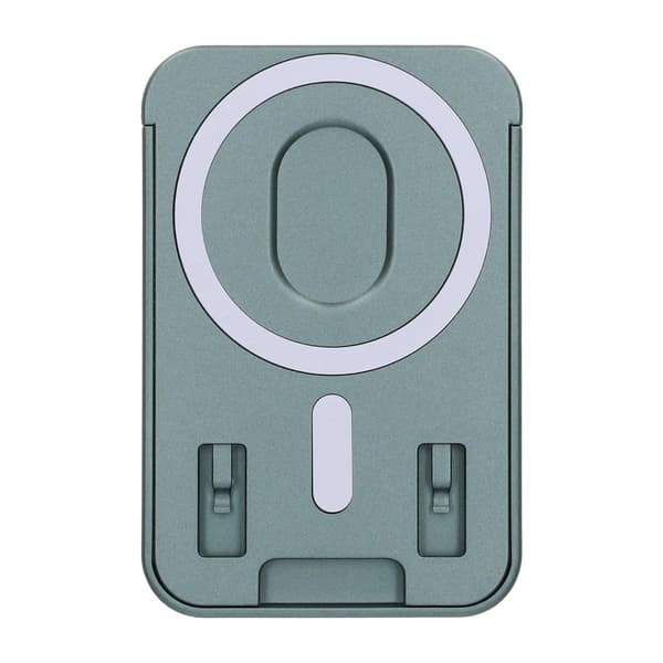 Magnetic Card Holder with Vertical Strip Kickstand Green