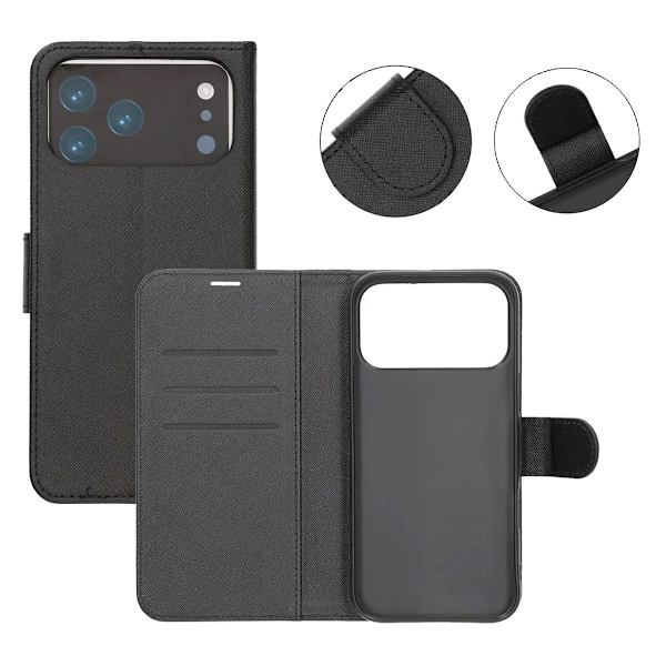 Wallet Case with Stand for iPhone 17 Pro - Black