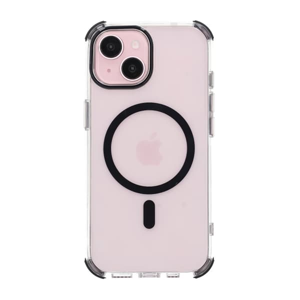 Rvelon Four-corner anti-falling magnetic suction Case For iPhone 15 Black
