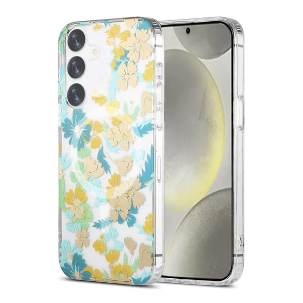 Samsung Galaxy S24 Plus Phone Case Magnet - Flowers Turquoise