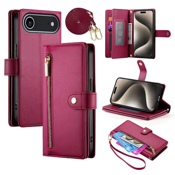 iPhone Air Wallet Cover with Strap - Red