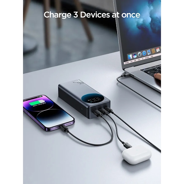SiGN 65W 30000mAh Snabbladdning Powerbank LED-skärm PD QC för