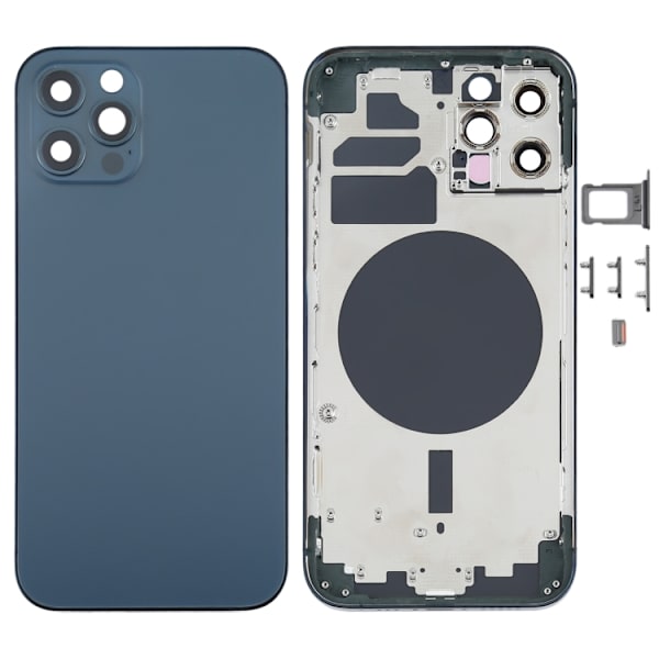iPhone 12 Pro Complete Back Cover with Frame (No Logo) - Blue