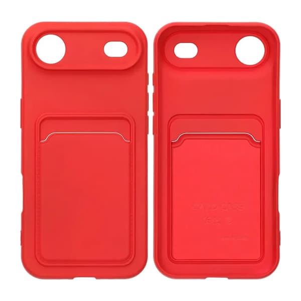 Silicone Mobile Case with Card Holder for iPhone 17 Air - Red