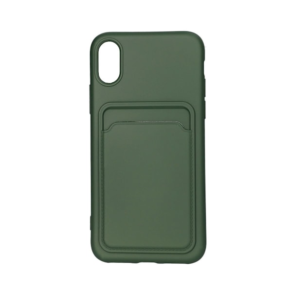 iPhone XR Silikonskal med Korthållare - Militärgrön