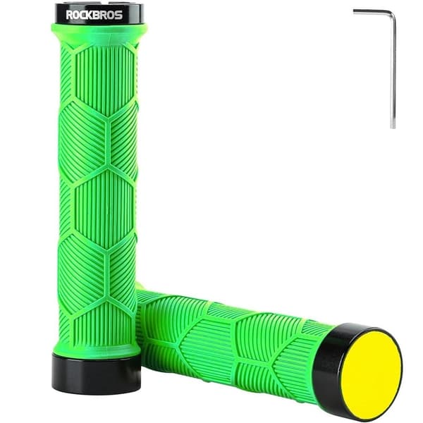 Rockbros bicycle grips with reflector - green