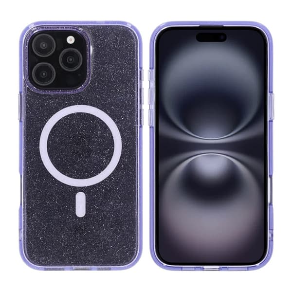 iPhone 16 Pro Max Rvelon TPU Mobile Case with MagSafe - Glitter Purple