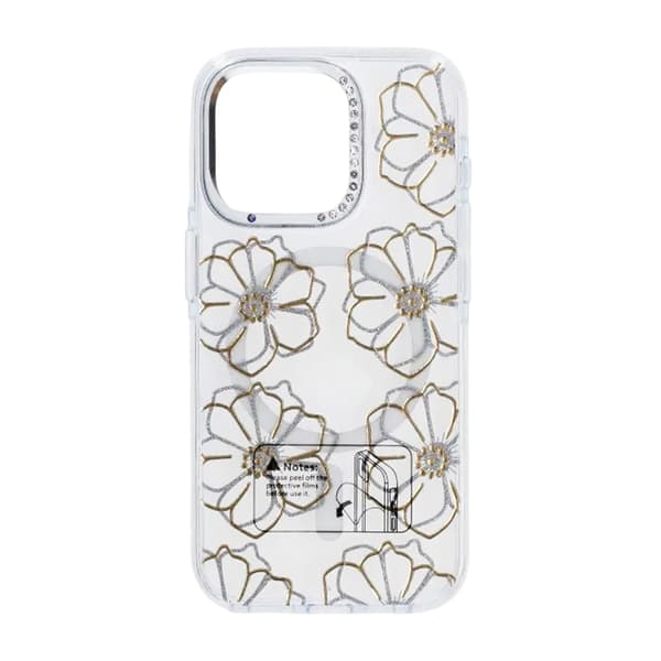 Mobilskal Magsafe till iPhone 15 Pro - Transparent med blommor