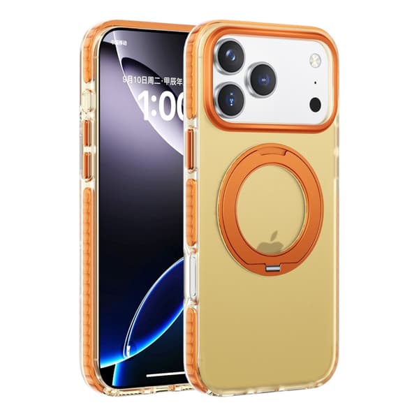 Stöttåligt skal med roterbart stativ för iPhone 17 Pro Max - Orange